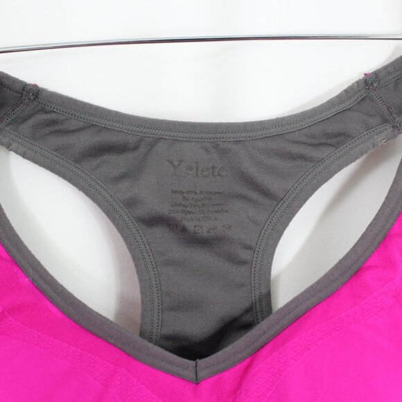 Yelete Light Support Pink and Grey Racerback Women's Large Sports Bra - Picture 2 of 3
